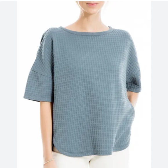 Max Studio Tops - Max Studio blue waffle knit top. Size medium